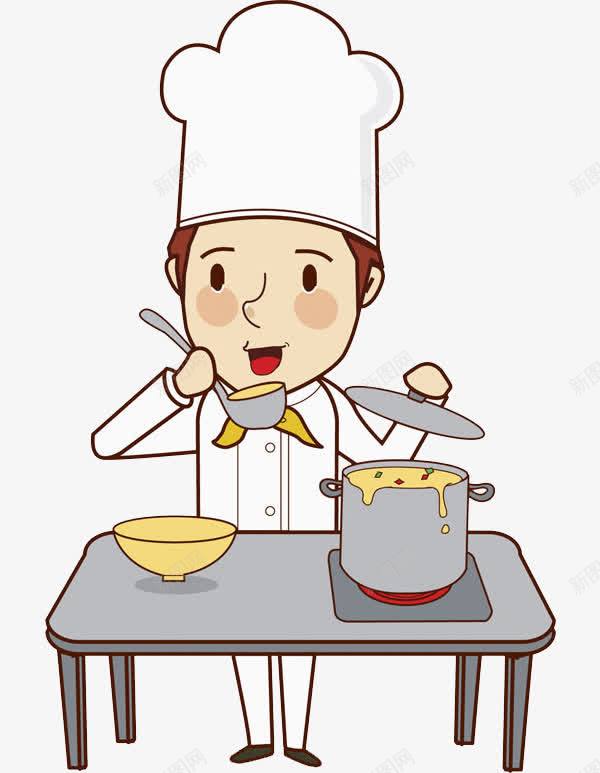 煲汤的男人png免抠素材_88icon https://88icon.com 厨师 品尝 汤勺 煤气灶 男人 白色的 碗 锅