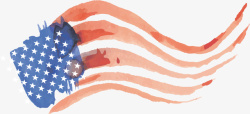 波浪水彩美国国旗矢量图素材