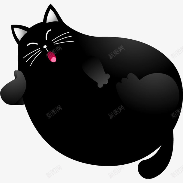 慵懒的肥猫png免抠素材_88icon https://88icon.com 可爱 慵懒 无拘无束 睡觉 肥胖 自由自在 黑猫