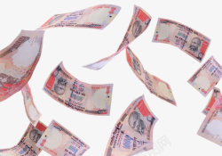 韩元实物飘落的印度货币钱高清图片