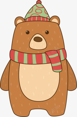 毛线围巾棕色小熊矢量图高清图片