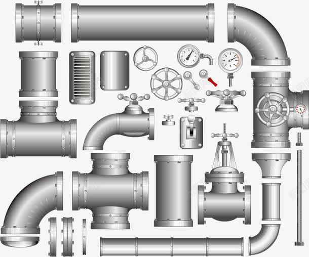 管道矢量图ai免抠素材_88icon https://88icon.com 仪表 创意设计 工业 接头 管道 金属 阀门 矢量图
