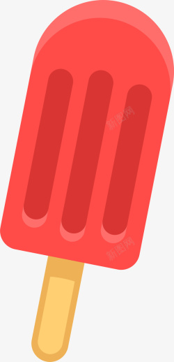 清新水彩大红色冰糕矢量图素材