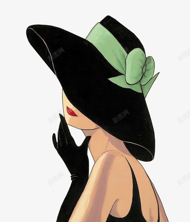 戴帽子的女郎png免抠素材_88icon https://88icon.com 优雅 女人 帽子 手套 礼帽 黑色