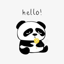 拿棒棒糖熊猫卡通手绘可爱的大熊猫高清图片