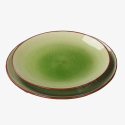 绿色碎纹装饰陶瓷盘子高清图片