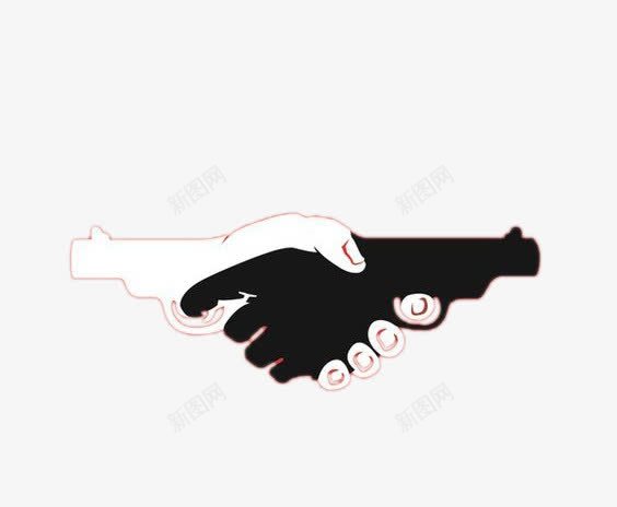 黑白手形状握手与互相开枪psd免抠素材_88icon https://88icon.com 创意海报设计 手 枪