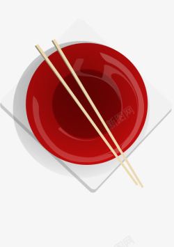 红色的碗筷素材