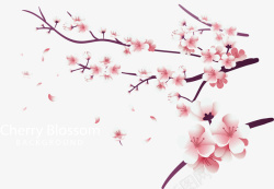 浪漫粉红樱花树枝矢量图素材