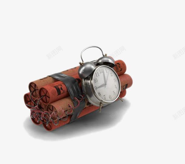 绑着闹钟的炸药png免抠素材_88icon https://88icon.com 火药 炸药 老旧 闹钟
