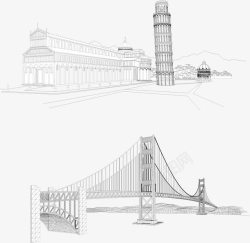 旧金山建筑素描图高清图片