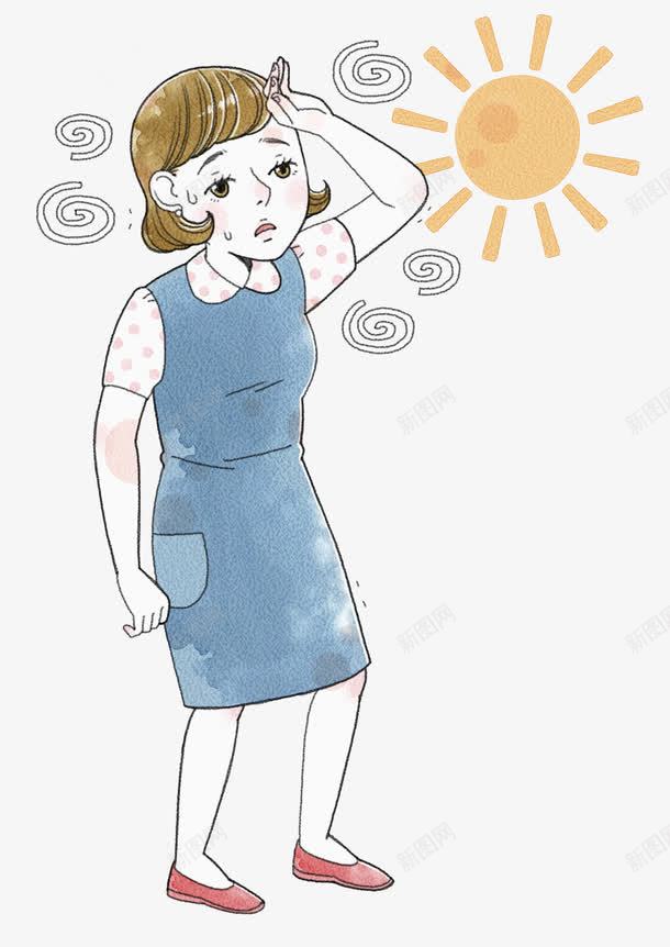 头晕的女人png免抠素材_88icon https://88icon.com 卡通 太阳 头晕的 头脑混乱 女人 手绘 晕头转向 漂亮的 炎热卡通人物 炎热的 闷热的