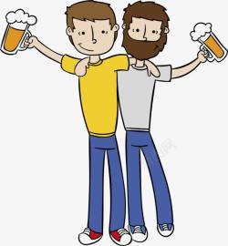 勾肩搭背喝啤酒的好兄弟高清图片