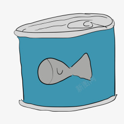 鱼罐头手绘猫咪鱼罐饲料高清图片