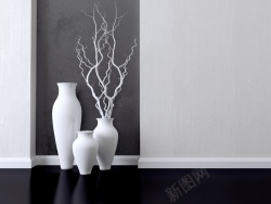 墙壁装饰品室内干枝花瓶装饰效果高清图片