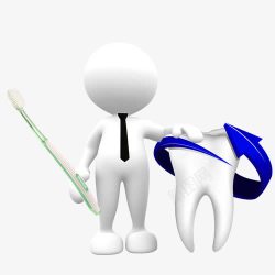 牙齿疼痛3D小人与牙齿高清图片