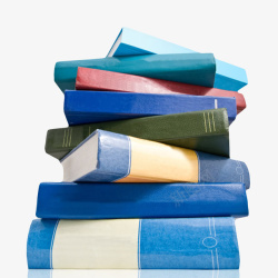 书籍正面蓝色堆叠不整齐的一叠书实物高清图片