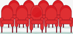 红色卡通电影院座椅素材