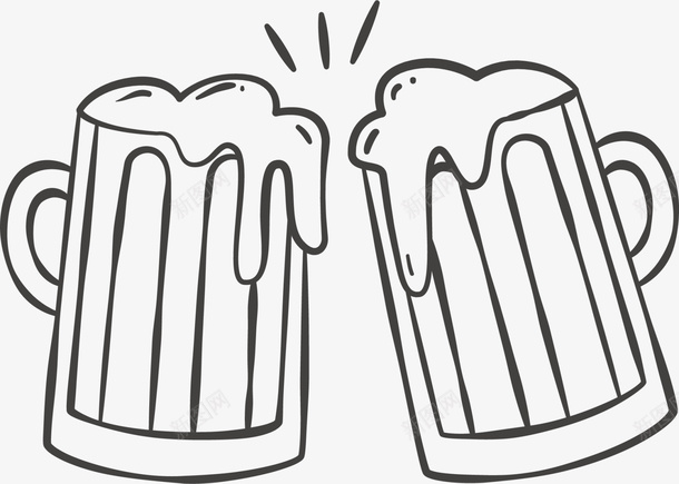 夏季手绘碰杯的啤酒png免抠素材_88icon https://88icon.com 两杯啤酒 夏季啤酒 手绘啤酒 欢乐 碰杯的啤酒 绘画