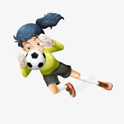 女足世界杯绿色卡通足球女门将扑救免高清图片