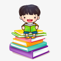 卡通看书的小男孩素材