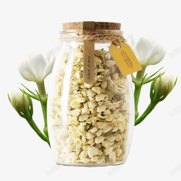 一瓶茉莉花茶png免抠素材_88icon https://88icon.com 产品实物 白色 花茶 茶叶