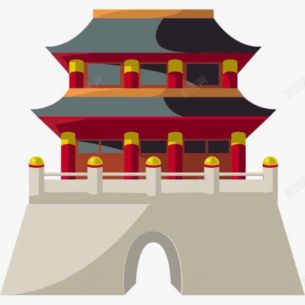 手绘古城楼png免抠素材_88icon https://88icon.com 儿童世界 动画 古建筑 古建筑手绘图 大殿 幼儿卡通 手绘古城楼 手绘城楼 手绘城门 皇宫 皇宫大殿 红色城门