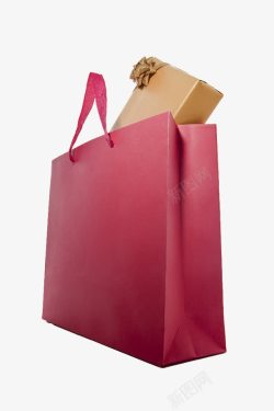 环保购物袋红色礼品袋和礼物盒高清图片