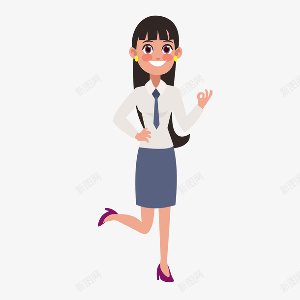 一个举着ok手势的女人矢量图ai免抠素材_88icon https://88icon.com OK 大笑 女性 少女手 开心 手势语言 肢体语言 矢量图