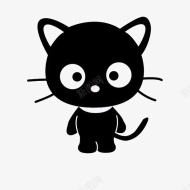 可爱的卡通黑色呆萌猫图标图标