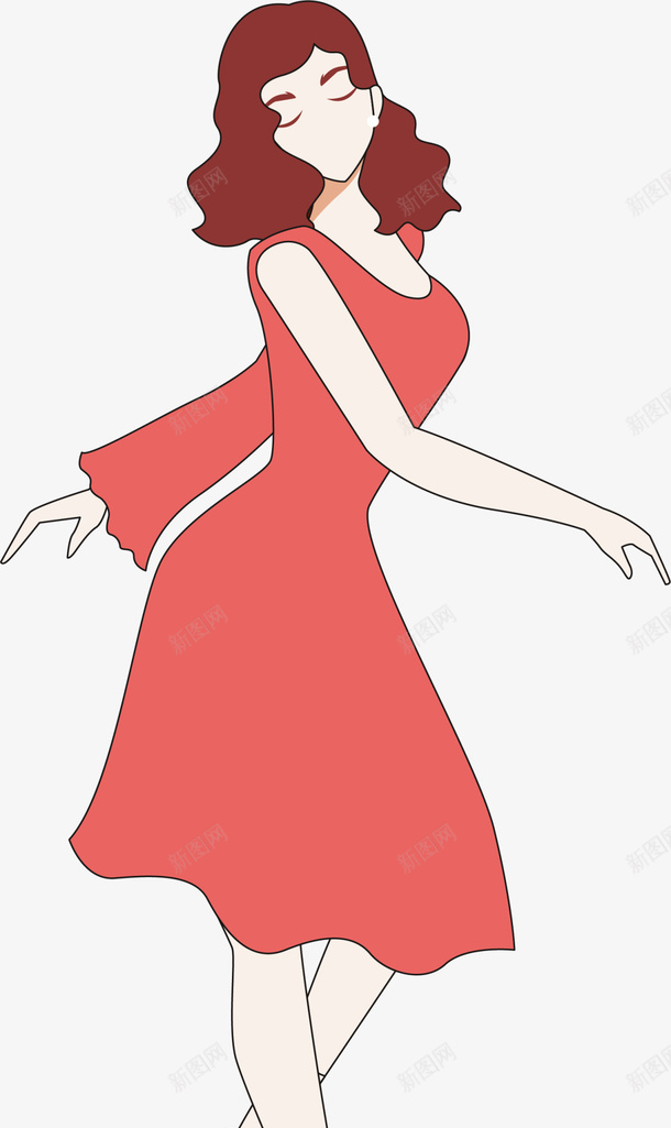 红色扁平舞蹈女孩png免抠素材_88icon https://88icon.com 人物插画 红衣女孩 舞姿 舞者 舞蹈 舞蹈女孩 艺术 跳舞 跳舞女生