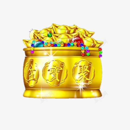 金色聚宝盆插画png免抠素材_88icon https://88icon.com 元宝 珠宝 聚宝盆图 艺术字 金色