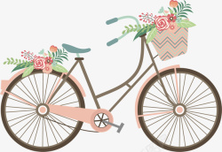 有花篮的自行车粉红色的自行车矢量图高清图片