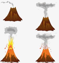 手绘火山喷发素材