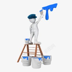 白色涂料3D小人高清图片