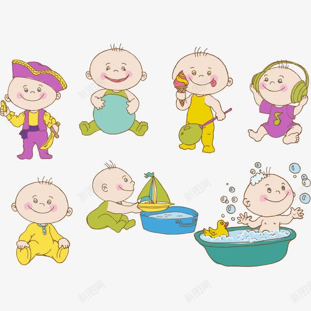 婴儿大全png免抠素材_88icon https://88icon.com 人物 卡通婴儿 可爱 听音乐 婴儿 婴幼儿 小孩 幼儿 洗澡 玩耍
