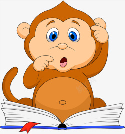 活动灵活看书的猴宝宝高清图片