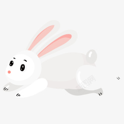 红白色卡通奔跑的兔子素材