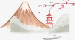 手绘日本富士山插图素材