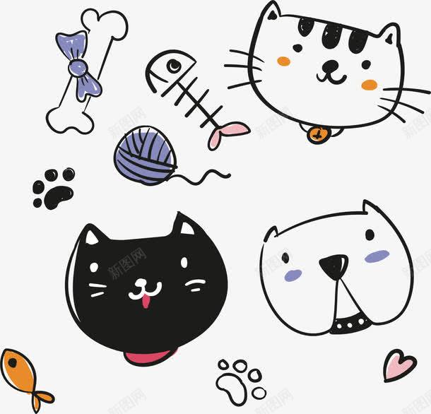 手账小黑猫png免抠素材_88icon https://88icon.com 可爱黑猫 小花猫 手账小动物 白色小狗 矢量素材