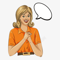 橙色衣服女人欧美卡通矢量图素材