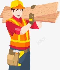 万能工扛着木板的工人高清图片