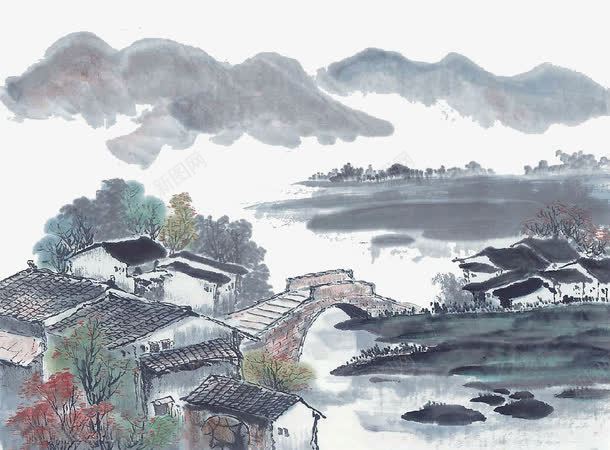 水墨村庄里的桥png免抠素材_88icon https://88icon.com 桥 水墨 水墨村庄 水墨桥 水墨风桥