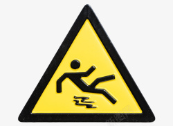防止摔倒三角形黄色警告牌实物素材