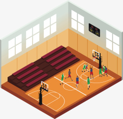 篮球场打球场景素材