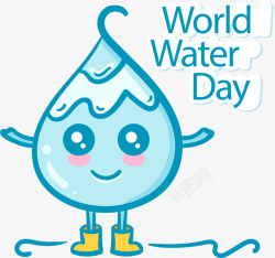 可爱水滴卡通世界水日素材