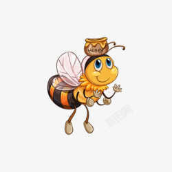 头上顶着蜂蜜的小蜜蜂素材