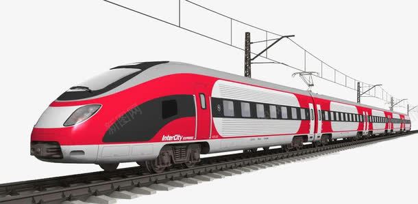 行驶中铁路上的红色火车png免抠素材_88icon https://88icon.com 交通工具 产品实物 火车红色 铁路