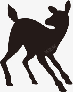 驯鹿剪影黑色剪影小鹿萌物矢量图高清图片