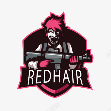 飘起来的头发红头发体育竞技游戏logo矢量图图标图标